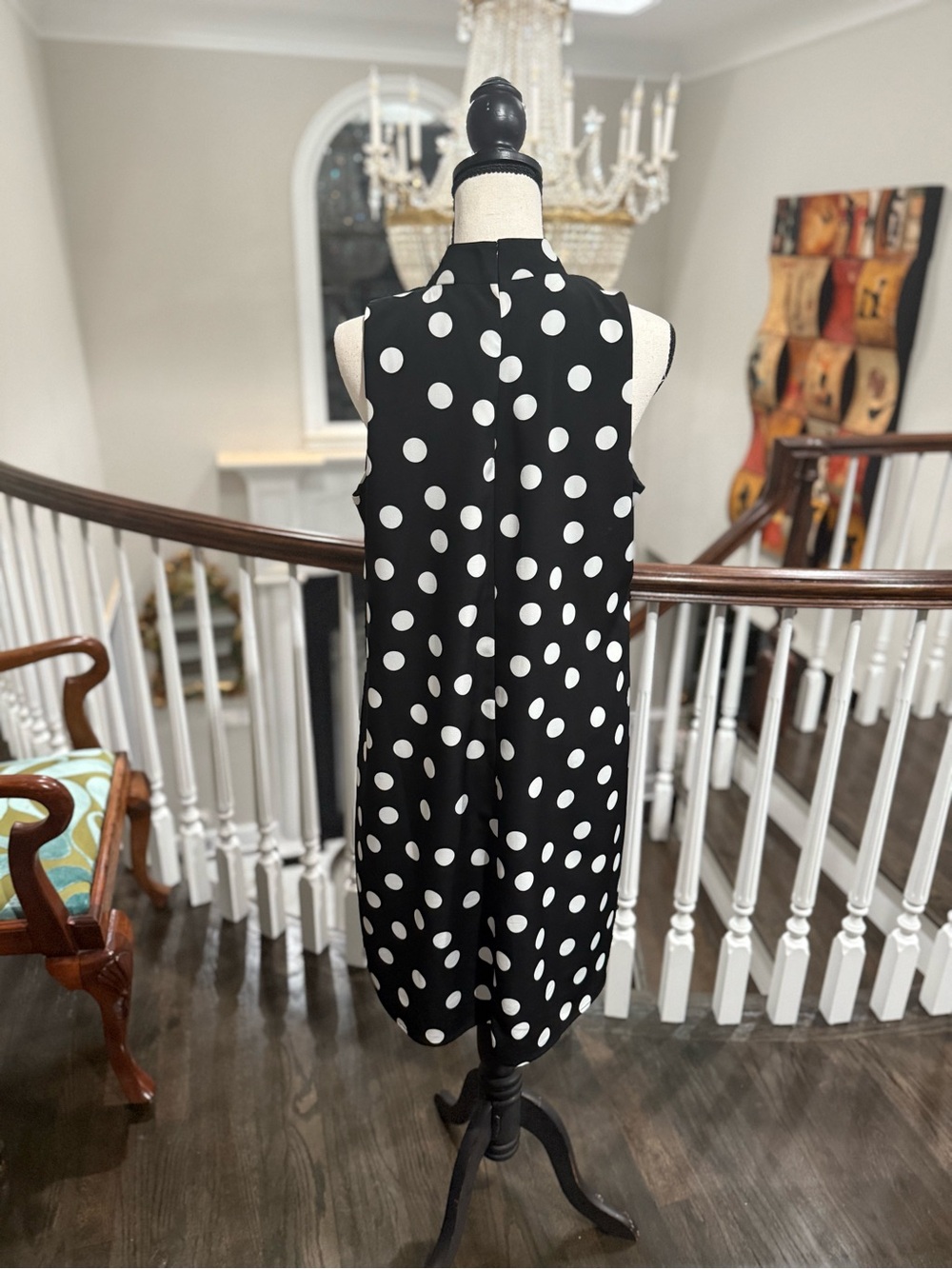 White House Black Market Black & White Polka Dot Mini Dress - Picture 6 of 8